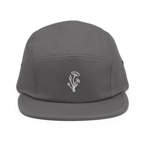 Wildflower gestickte Blume | Fünf-Panel-Kappe | Wandern Camping 5 Panel Hat