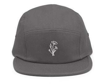Wildflower Embroidered Flower | Five Panel Cap | Hiking Camping 5 Panel Hat