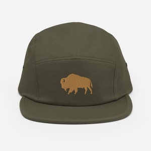 Yellowstone Hat | Bison Embroidered Five Panel Hat | Buffalo Hat | Minimalistic Outdoor Camp Hat | Great Plains 5 Panel Cap | Rancher Gift