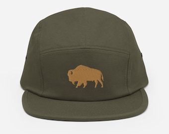 Yellowstone Hat | Bison Embroidered Five Panel Hat | Buffalo Hat | Minimalistic Outdoor Camp Hat | Great Plains 5 Panel Cap | Rancher Gift