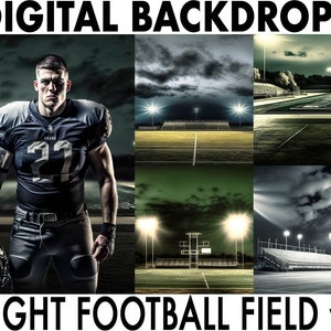 Night Football Field Backdrop V1, Set of 5, Digital Photo Sports Background Overlays, Team Photography Bundle, INSTANT DIGITAL DOWNLOAD