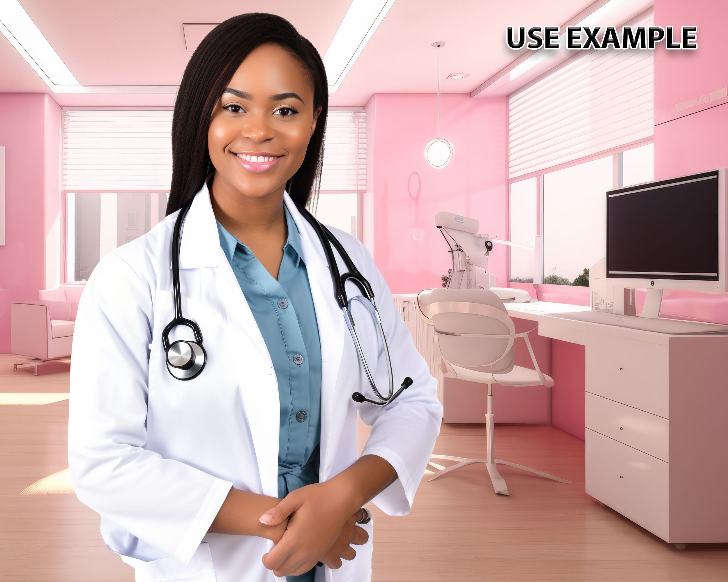 OBGYN Hospital Interiors Backdrop, Set of 4 + Bonus, Doctors & Nurses ...