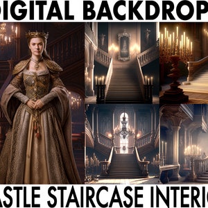 Medieval Castle Staircase Backdrop, Set of 8, Princess Photography Background Overlays, Photo Studio Bundle, INSTANT DIGITAL DOWNLOAD