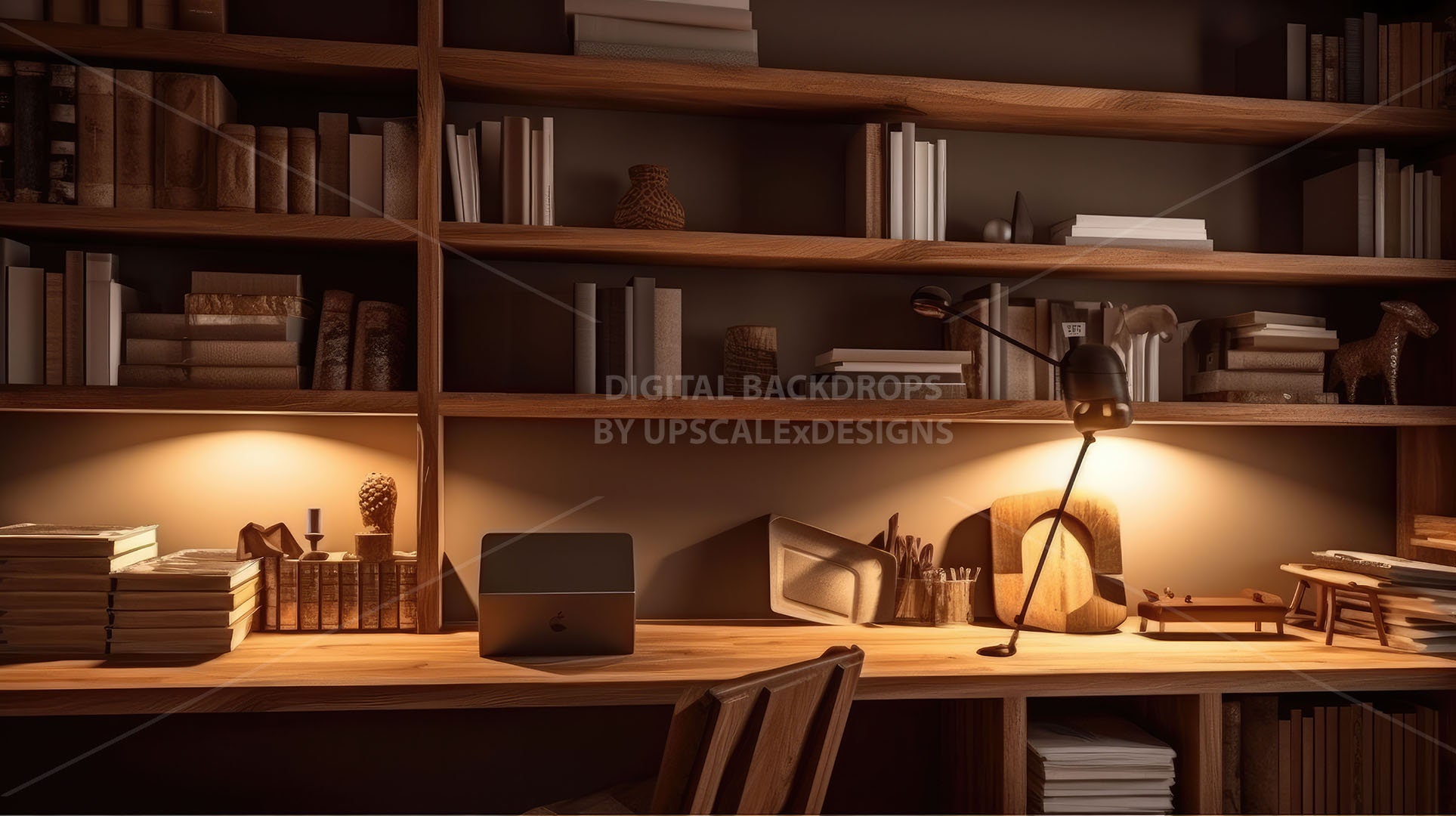 Cozy Home Office, Virtual Background Bundle of 5 Images, Use for