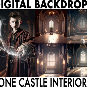 Medieval Magical Castle Background V3, Set of 8, Interior Illustration Backdrop Overlays, Digital Studio Bundle, DIGITAL INSTANT DOWNLOAD