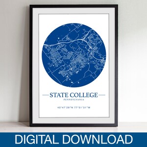 State College, PA Kreis Karte - Kleinstadt USA druckbare Wandkunst - sofortiger digitaler Download - PNG Kunstwerk für Ihr Zuhause oder Büro
