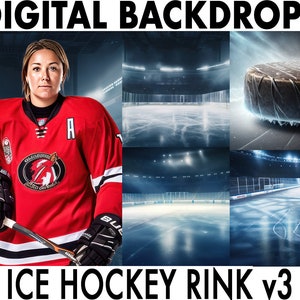 Ice Hockey Rink Background V3, Set of 5, Digital Illustration Sports Backdrop Composite Overlays, Studio Bundle, INSTANT DIGITAL DOWNLOAD