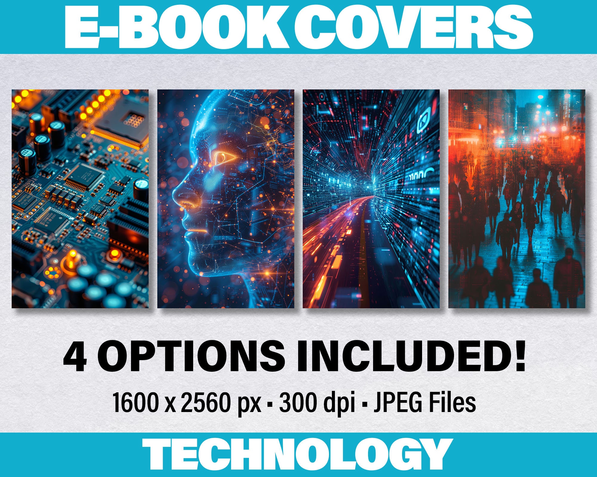 E-book Cover Templates for Technolgy PC Ebook Bundle of 4 Images for ...