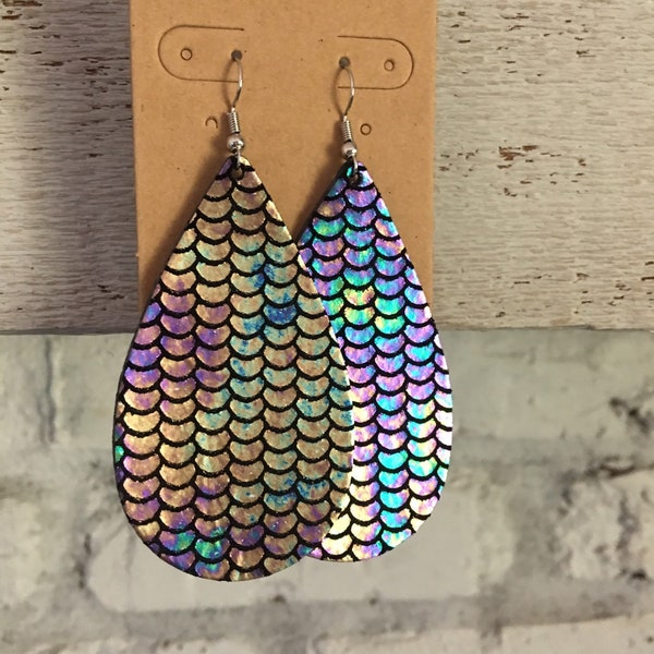 Mermaid Leather Earrings,  Unicorn Earrings,  Mermaids,  Dragon Earrings,   Summer fun