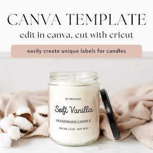 Canva Template Candle Label for Scented Candles | Candle Sticker DIY With Tutorial | Candle Label SVG for Cricut | Editable Candle Packaging