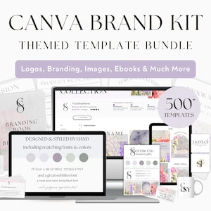 Branding Kit Bundle 400+ Canva Templates | Branding Bundle With Pre-Made Brand Board for Brand Style, Business Marketing Social Media, Logos