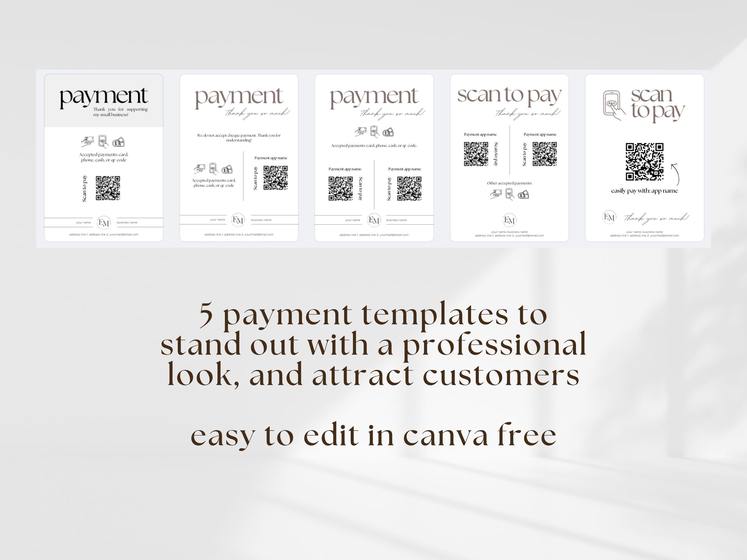 Template for Payment Display | Craft Market Paying Sign | Display ...