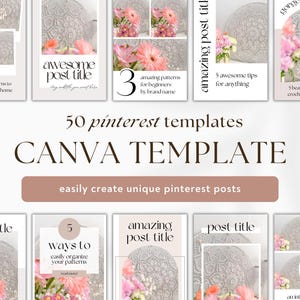 Pinterest Pin Canva Templates | 50 Canva Templates for Social Media Pinterest | Canva Marketing Templates for Bloggers, Small Business