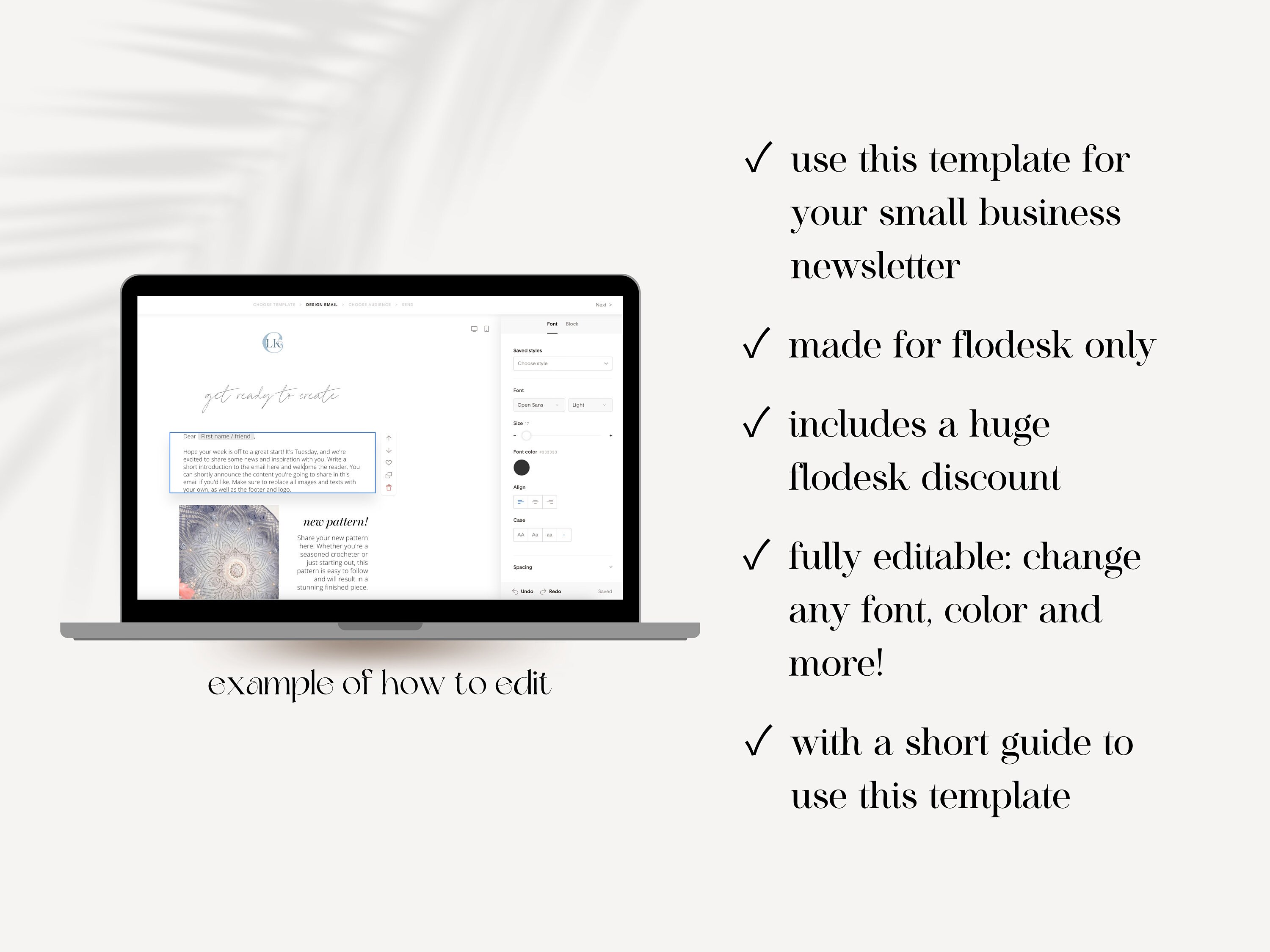 Newsletter Design Using Flodesk Flodesk Inspiration Newsletter Template | Editable Flodesk Template ...