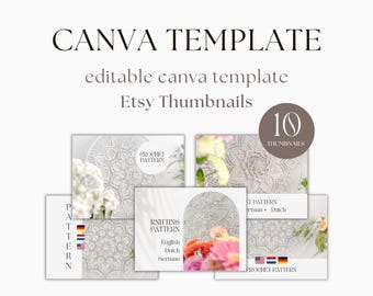 Template for Thumbnails | Editable Canva Template | Etsy Photo Template for Crochet Patterns, Knitting Patterns | Etsy Thumbnail Template