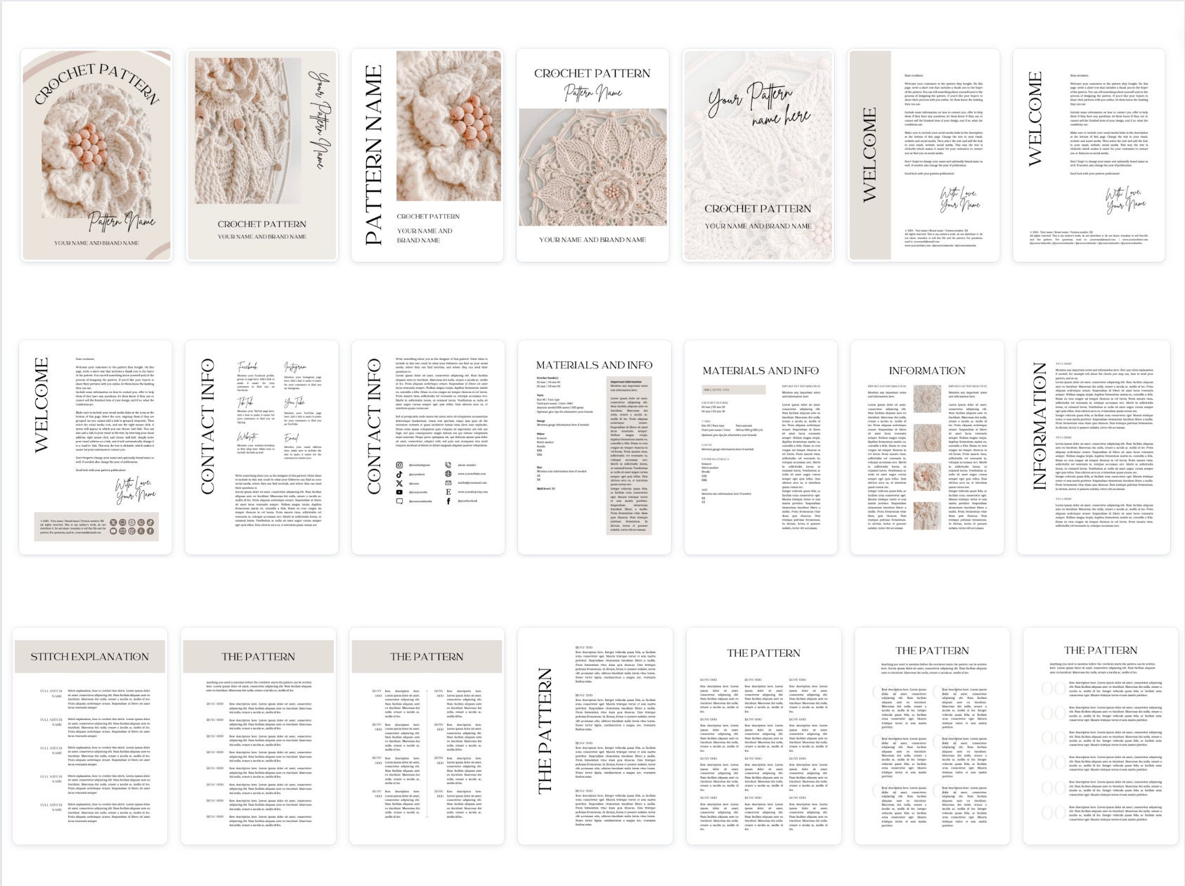 Template for Crochet Patterns | Editable Canva Template | Pattern ...