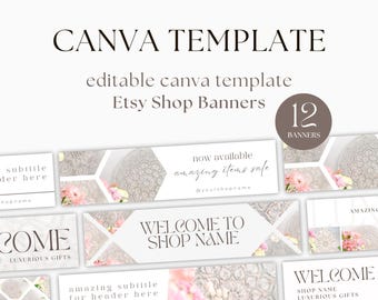 Template for Shop Banner | Editable Canva Template | Etsy Shop Banner Template | 12 Premium Templates for a Professional Etsy Shop