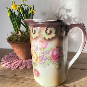 Vintage jug/rose china jug/victorian jug/pink rose jug/vintage decor/vintage china/