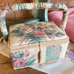 Floral Fabric Sewing Box: Vintage Style Haberdashery