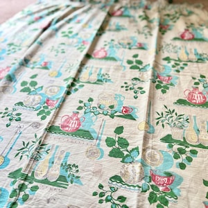 Vintage curtain /faded door curtain/floral curtain /vintage fabric /vintage kitchen curtain/french vintage /vintage decor /single curtain