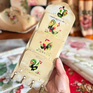 Vintage letter rack/vintage tin rack/vintage chicken decor /vintage decor/wall decor/ kitchen letter rack