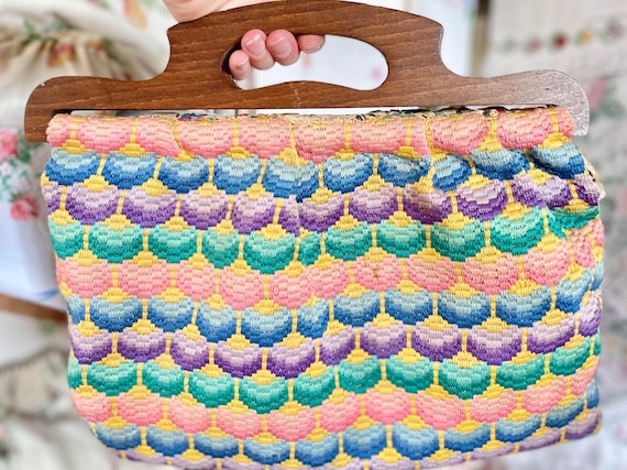 Vintage Handmade Bag/knitting Bag/vintage Fabric Bag