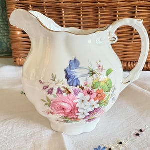 Vintage jug/pink flower china jug/china jug/rose china/vintage decor/vintage china