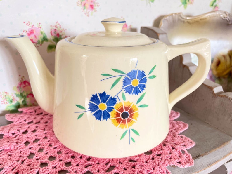 théière vintage/théière en porcelaine à fleurs/pichet avec couvercle/pichet en poterie/décor vintage/chine à fleurs/cadeau pour la fête des mères image 8