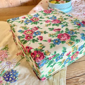Vintage fabric covered box/French fabric box/vintage decor /floral storage box/mothers day gift /sewing box/vintage storage