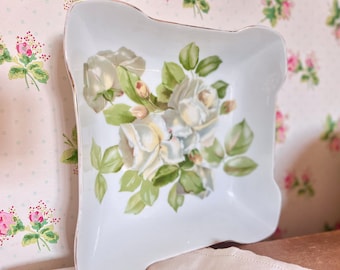 ヴィンテージリモージュの花柄皿：バラ色の陶器の小物入れ - Etsy 日本