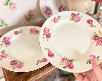 Set of side plates/cake plates/ serving plates /wedding china /tea plates/ vintage plates/pink flower plates