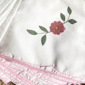Vintage Appliqué Napkins: Embroidered Floral Cotton Napkins, Set of 9