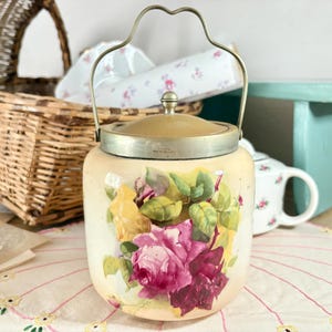 Barril de galletas vintage/recipiente de almacenamiento vintage/vajilla floral/decoración vintage/artículos de cocina vintage