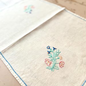 Vintage table centre/tray cloth/embroidered tray cloth/vintage decor/ vintage linen/ table centre/vintage embroidery for re working