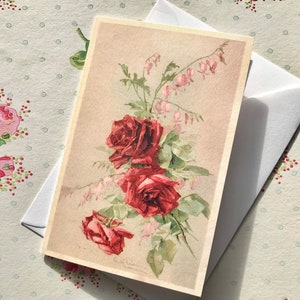 Lege wenskaart / verjaardagswensenkaart / vintage rozenkaart / vintage bloemen / Cathrine Klein ansichtkaart / vintage ansichtkaart / kerstkaart
