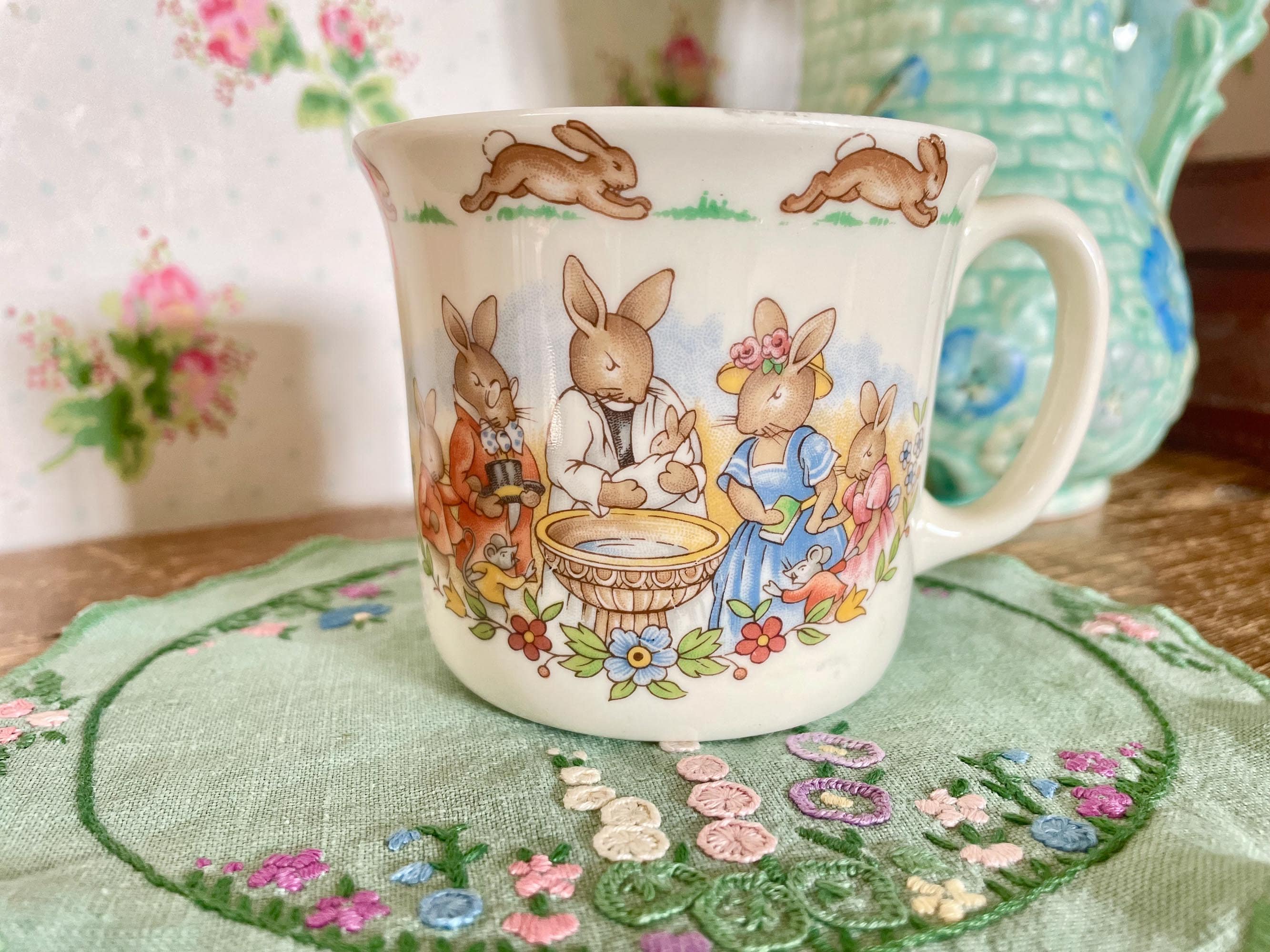 Vintage Bunnykins Mug, Vintage Cup, Christening Bunnykins