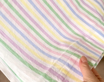 Vintage cotton sheet/antique flat sheet/vintage candy striped sheet/vintage bedding/vintage linen/double sheet