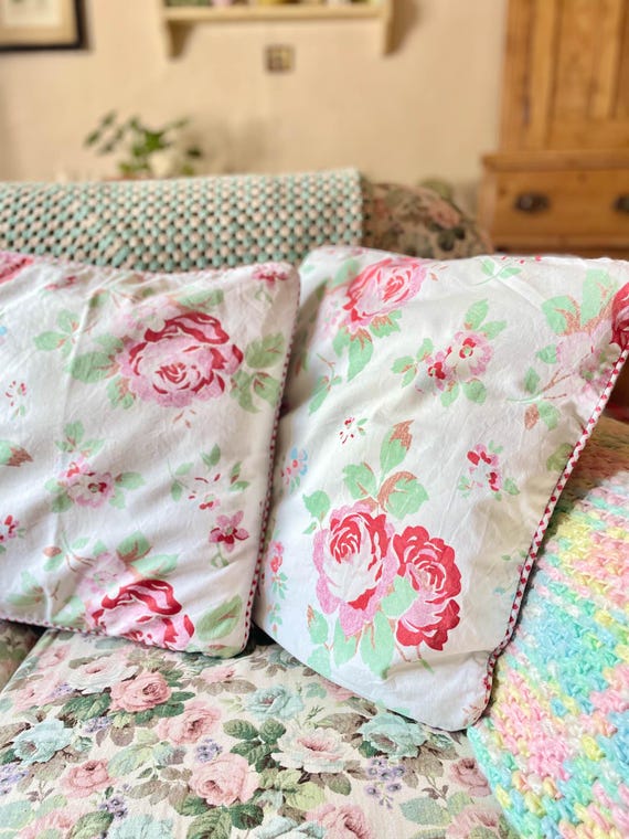 Vintage Style Cushions pink Ditsy Cushions ikea Rosali Cushion pink Floral Cushion faded Rose Print cushion Slip vintage Decor vintage Linen Etsy UK