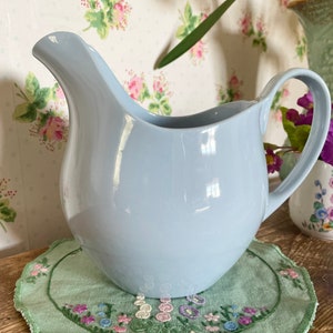 Vintage Johnson Bros Blue China Jug: Small Vase, Milk Jug