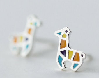 Giraffe Studs Giraffe Earrings Sterling Silver Studs Animal Studs