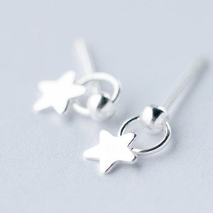 Tiny Star Dangle Earrings, Small Sterling Silver Studs, Modern Minimalist Design, Elegant Everyday Jewellery, Cute Earrings, Gifts for Her