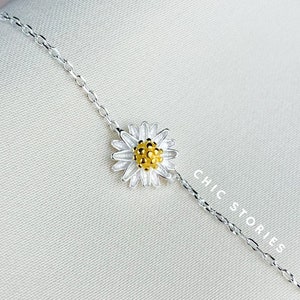 Daisy Flower Anklet, Sterling Silver, Silver Chain Anklet, Minimalist Jewellery, Body Jewellery, Cute Dainty Bracelet, Handmade,Gift for Her