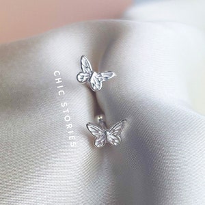 Sterling Silver Butterfly Stud Earrings, Screw Back Post Earrings, Cute Butterfly Design, Minimalist Style, Tiny Earrings, Small Studs, Gift