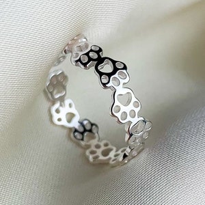 Sterling Silver Dog Paw Print Adjustable Midi Ring, Cute Ring Design, Adorable Ring, Gifts For Her, Gifts For Friends, Unique Ring Design