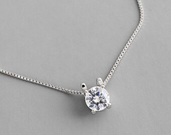 Rose gold Necklace Black Necklace Tiny Zirconia Necklace Dainty Necklace,XIE+CO Tiny Zirconia Necklace Sterling Silver Simple Necklace
