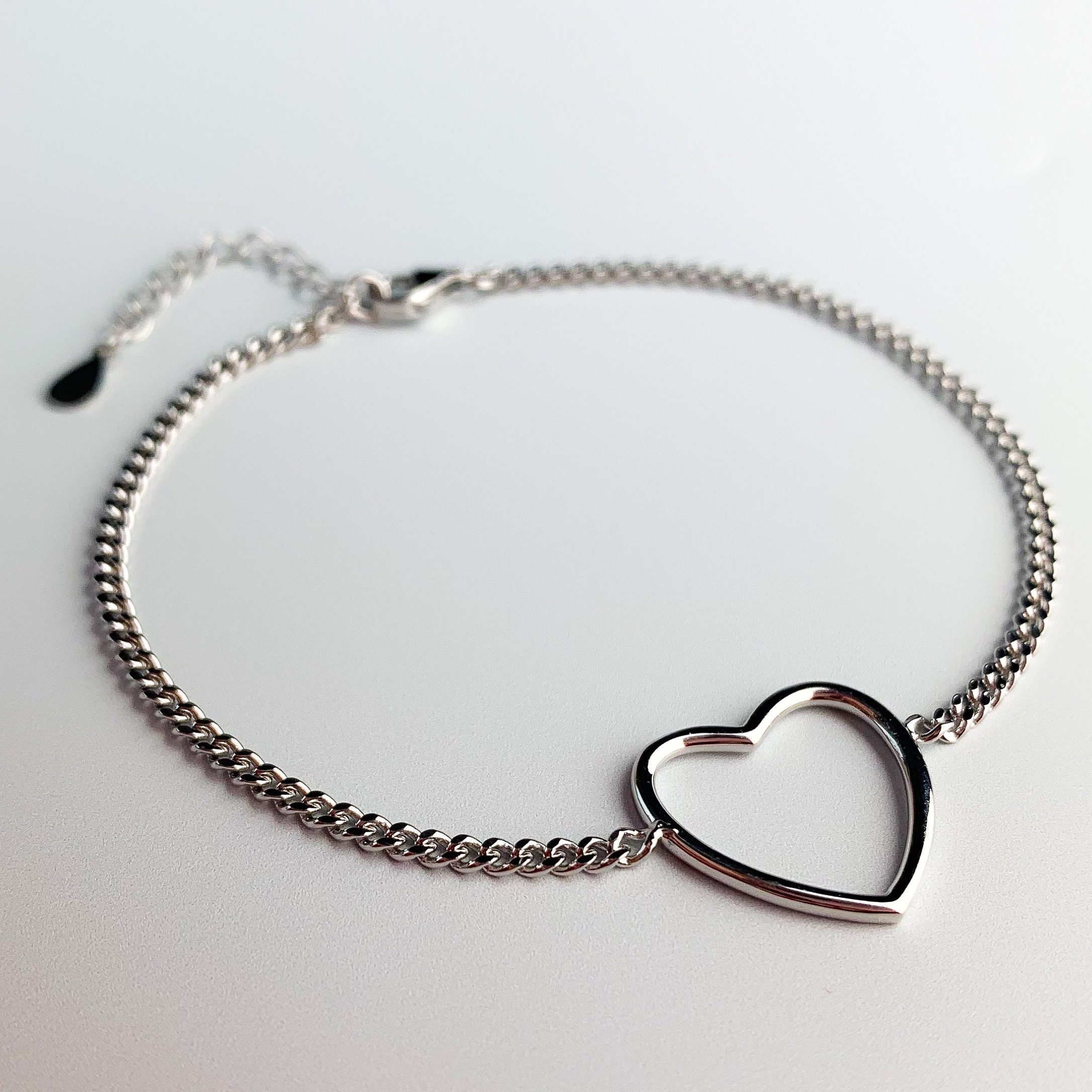 Simply Silver Sterling Silver 925 Polished Open Heart Bracelet - Jewellery  from Jon Richard UK