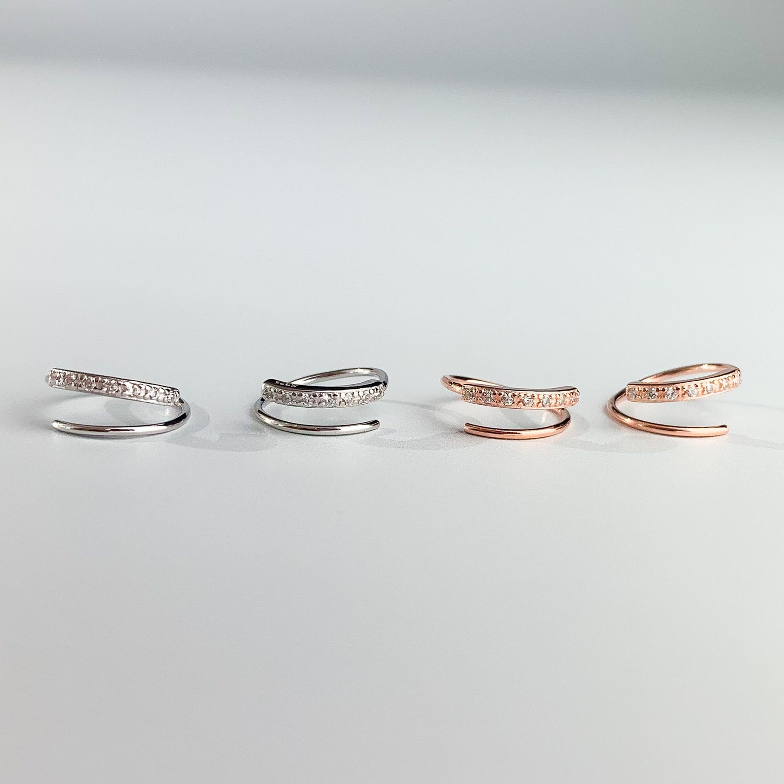 Sterling Silver Spiral Earrings Wrap Around Earrings Hugging Etsy