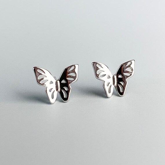 925 Sterling Silver Cute butterfly earrings Red Clear Zircon animal St