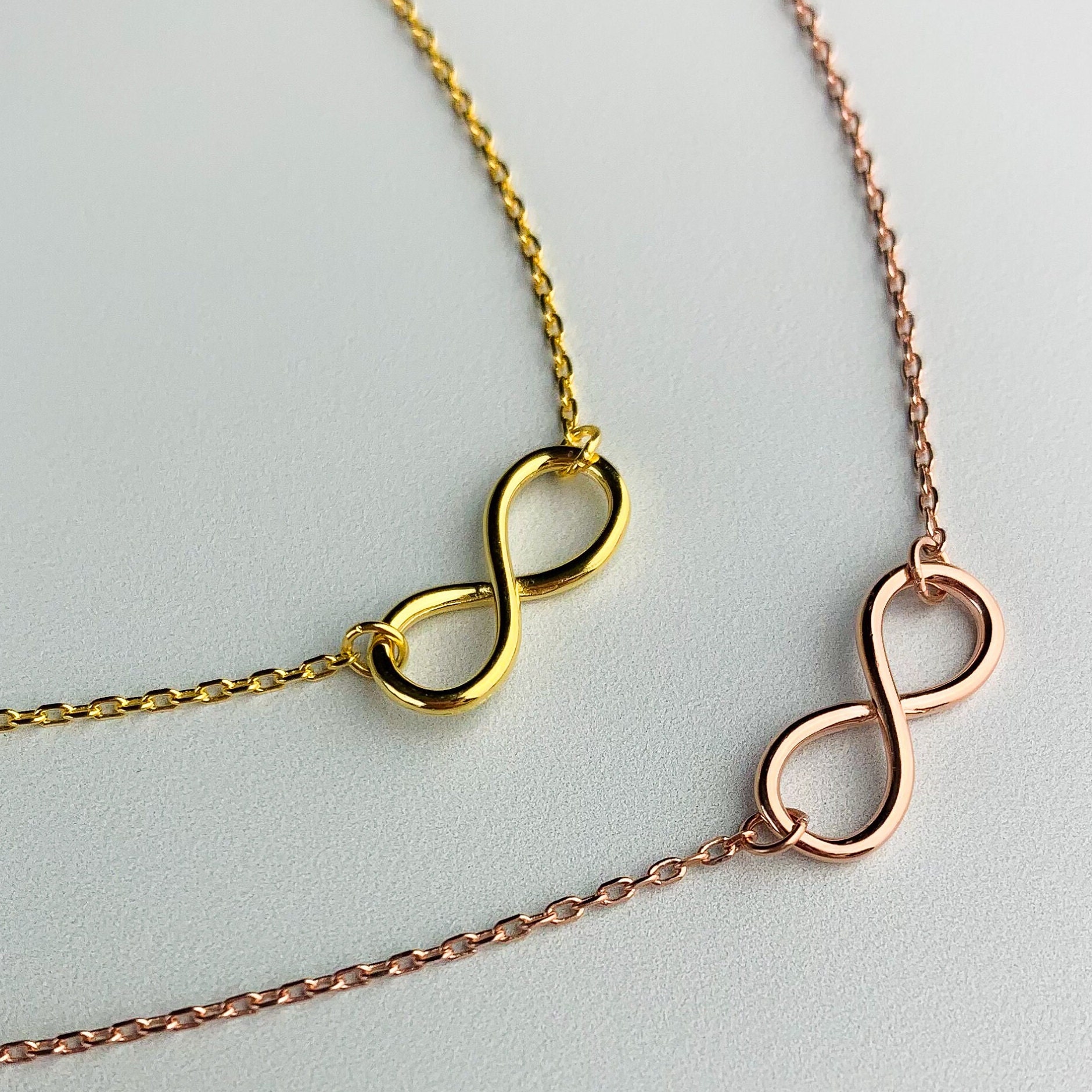 Sterling Silver Infinity Pendant Necklace Silver Gold Rose - Etsy