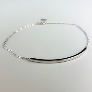 Sterling Silver Bar Anklet, Thin Delicate Chain, Modern Minimalist Design, Simple Everyday Jewellery, Classic Elegant Style, Gifts for Her